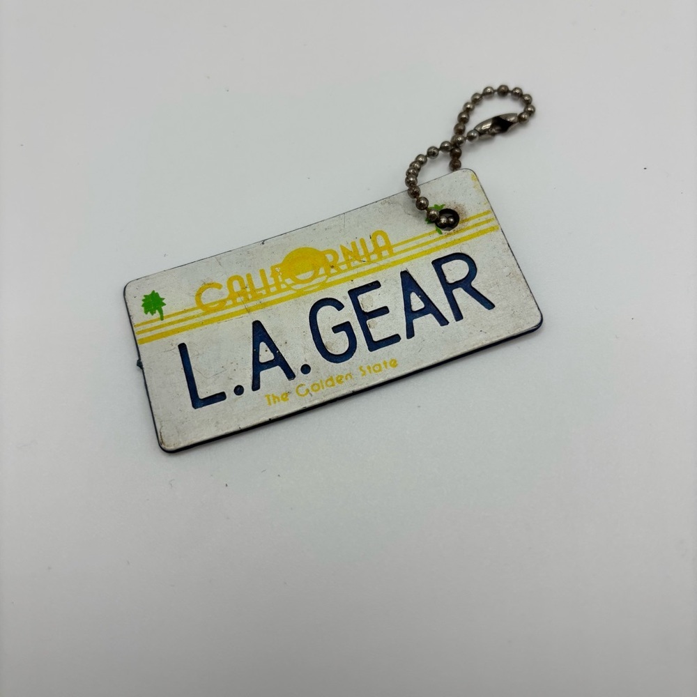 Vtg 90s L.A. Gear CA California Golden State License Plate Key Ring Keychain